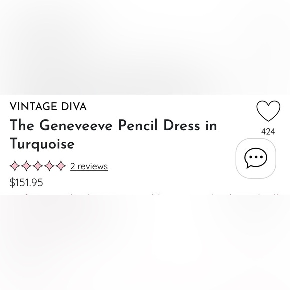 Vintage Diva Turquoise Geneveeve / Monica Dress - Picture 7 of 11